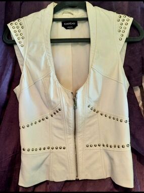 Bebe Y2K G/Leather Studded Moto Corset Vest